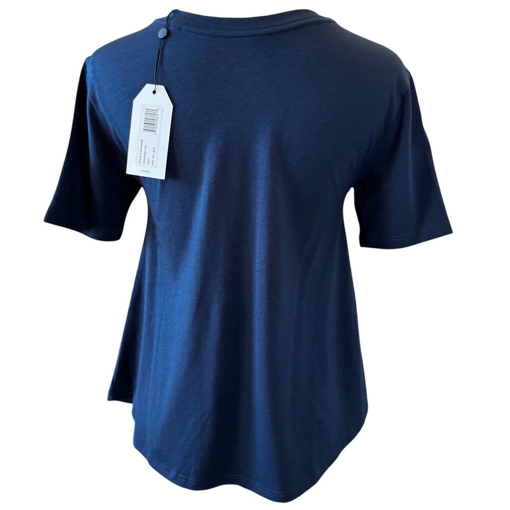 Anthropologie UNIVERSAL STANDARD Women's Navy Penia Easy Tee Size 4XS SMALL - Picture 4 of 7